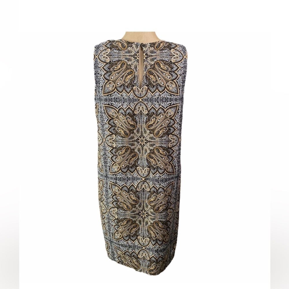 J.Jill Women's Sleeveless Black/Tan Paisley Textured Dress Size SP - Picture 2 of 9